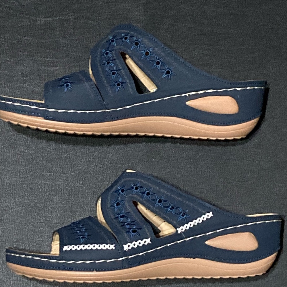 Strapless slide on sandals